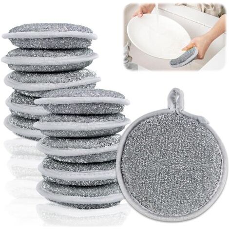 Bunthaus 10pcs Chiffons À Vaisselle En Fil D'Acier Multi Usages, Éponge À Vaisselle De Cuisine Pour Humide Et Sec, Épais À Double Couche Microfibre Anti Rayures Réutilisables, Pour Cuisine Vaisselle