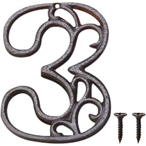 Métal Numéro De Maison En Fonte Extérieur Moderne House Numbers Metal Sign Numéro De Porte Style Rétro Numéro D'Adresse Pour Café, Bar, Restaurant (numéro 3)
