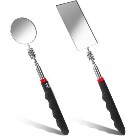 Bunthaus Miroir D'Inspection Télescopique 2 Pièces, Automatique Outil Miroirs Télescopique Avec Poignée Allongée Pour Réparation Vérification Automobile Véhicules