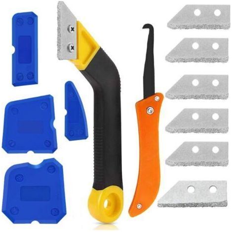 Bunthaus Ensemble De 12 Grattoirs À Joints De Carrelage, Grattoir À Joints De Carrelage Pratique Avec 5 Lames De Rechange, Avec 4 Grattoirs En Silicone Pour Le Nettoyage Des Carreaux