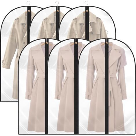 Bunthaus (60 X 120,noir)6pcs Housses De Vêtements,housse Vetements À Suspendre Anti Poussière,transparents Housse Vetements À Suspendre Avce Zip,protection Pour Chemise Costumes,manteau, Robes Etc