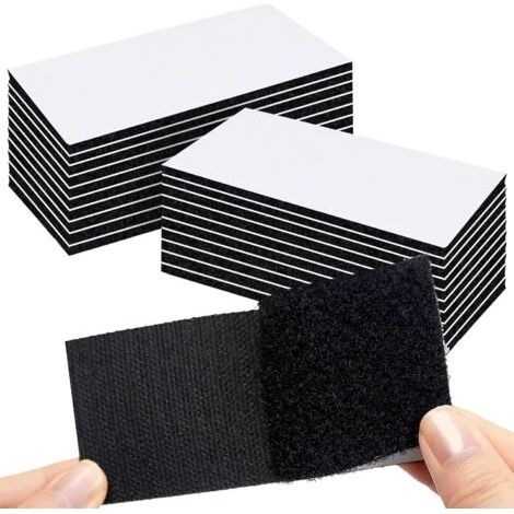 5 X 10 Cm (noir)，autocollant Double Face 20 Pièces Double Face Extra Fort, Ruban Adhésif Double Face Puissant Bande Auto Agrippante Rectangle Rectangulaire Réutilisable