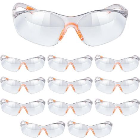 Bunthaus Lunette De Protection Travail - Lot 12x Lunettes De Sécurité Transparente Avec Verres En Plastique - Lunette Protection Bricolage Poussiere Chimie Lycée Laboratoire Homme