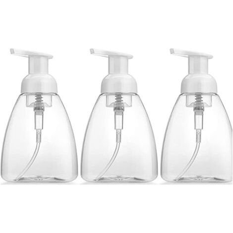Bunthaus Lot De 3 Distributeurs De Savon Moussant Vides Rechargeables En Plastique Transparent De 250 Ml Pour Les Mains, Parfaits Pour Les Éviers De Cuisine Et De Salle De Bain