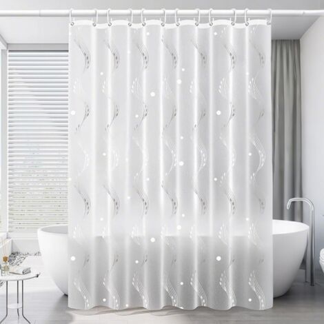 Bunthaus 120l X 200h Cm Rideau De Douche Peva, Rideaux Salle De Bain Semi Transparent Imperméable Anti Moisissure Pour Baignoire Cabine De Douche Transparente