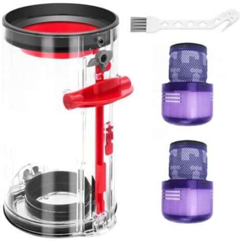 Bunthaus Bac À Poussière Pour Aspirateur Dyson V11 V15, Pièces Détachées Avec 2 Filtres Et Brosse De Nettoyage, Pot De Récupération De Poussière Transparent Pour Accessoires Dyson Sv14 Sv15 Sv22