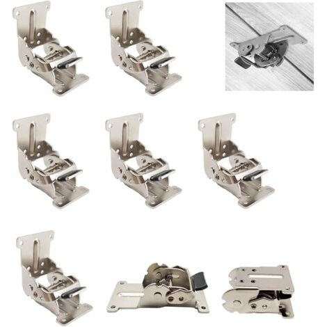 Bunthaus 0-90-180 Degrés Charnière Pliante Autobloquante Le Panneau D'Extension De Table Rabattable Support Pliable Raccords Pour Établi Pliant En Fer Avec Argent Paquet De 8
