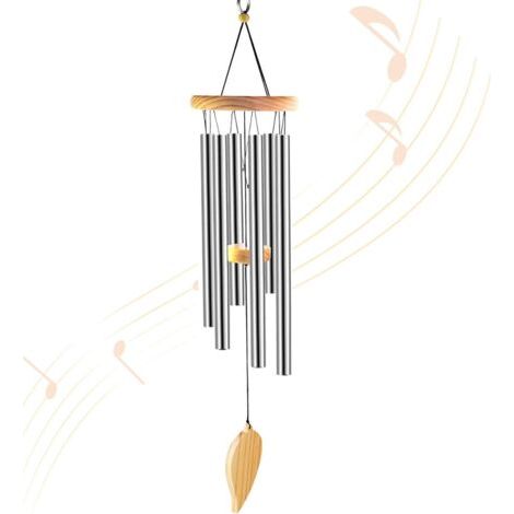 Bunthaus Carillons Éoliens, Carillons Éoliens En Bois Pour L'Extérieur, Grands Carillons Éoliens Commémoratifs, Tubes En Alliage D'Aluminium, Cloche Éolienne (argent)
