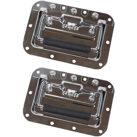 Bunthaus Lot De 2 Poignées Pliantes - Plateau Encastrable - Ressort -16 X 10,7 Cm - Argent