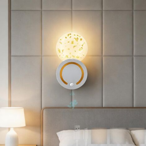Bunthaus (1 Pièce,argentée) Led Intérieur Applique Murale Avec 120° Détecteur De Mouvement Éclairages Murales 3000k/4000k/6000k Dimmable Lampe Murale Usb Rechargeable Magnétique Acrylique Pour Salon