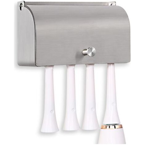 Bunthaus Porte-brosse À Dents, Acier Inoxydable 304 Auto-adhésif Mural Anti-poussière Support Pour Organisateur De Rangement Pour Brosse À Dents(argenté, 4 Emplacements)