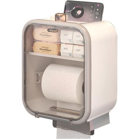 Bunthaus Distributeur De Papier Toilette Mural Étanche Avec Étagère De Rangement, Auto-adhésif Et Sans Perçage, Pour Toilettes Et Cuisines.