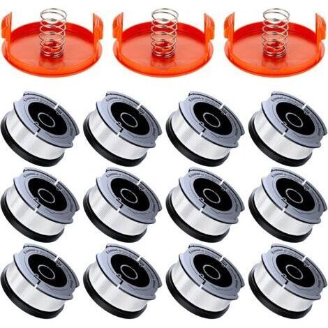 Bunthaus 18 Pack Bobine Fil Coupe Bordure Compatible Avec Black Et Decker Coupe Bordures, A6481 A6485 1.65mm Bobine De Fil Debroussailleuse(12 Fil Coupe Bordure,3 Couvercle,3 Ressort)