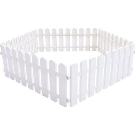 Lot De 5 Clôtures À Lattes Décoratives En Plastique Bords Blancs Pour Jardin, Pelouse, Chemins 50 X 20 Cm