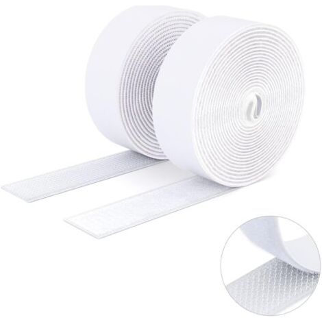 Bunthaus Ruban Adhésif Double Face À Crochets Et À Boucles, 30mm X 3m Ruban Adhésif Autocollant, Bandes Robustes, Ruban À Emboîtement Pour Cadres De Photos, Moustiquaires, Tapis, Bricolage Blanc