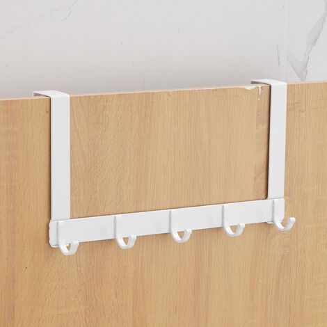 Bunthaus Crochet De Porte Avec 5 Crochets, Portemanteau De Porte, Crochet De Porte En Aluminium Sans Perçage, Adaptée Pour Porte De Salle De Bain, Porte De Chambre, Porte De Cuisine(blanc)