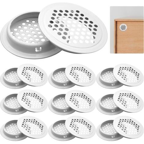Lot De 20 Grilles D'Aération Rondes - 53 Mm - En Acier Inoxydable - Trou De Ventilation Rond - Pour Armoire, Armoire, Armoire À Chaussures, Bibliothèques (blanc)