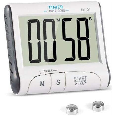 Bunthaus Minuteur De Cuisine, Minuterie De Cuisine Electronique Magnétique Digital 24h Minuteur Numérique Avec Alarme Sonore Lcd Écran Compte À Rebours Support Aimanté Blanc