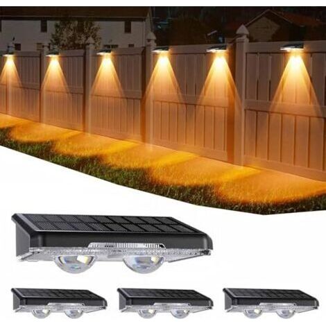 Bunthaus Applique Murale Exterieur Solaire Lot De 4, Ip44 Étanche Lampe Solaire Exterieur Avec 11 Modes, Blanc Chaud & Blanc Froid & Multicolore Applique Solaire Exterieur Pour Jardin, Murale, Terrass