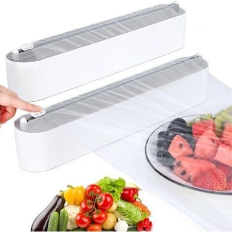 Bunthaus Distributeur Magnétique De Film Alimentaire (2 Pièces), Coupe-film Alimentaire, Support De Film Alimentaire Avec Coupe-film Pour La Cuisine, Compatible Avec Les Rouleaux De 30 Cm De Large