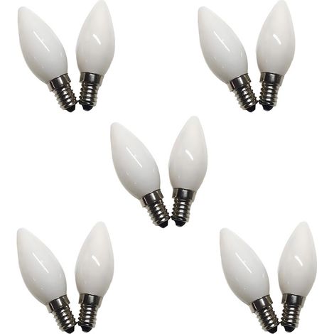 Lot De 10 Ampoules Led À Filament - Bougie -e12 - Chaude - 3500k,blanc