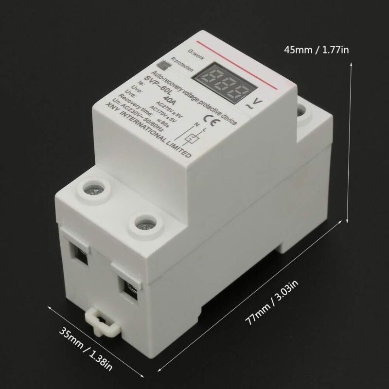Automatisches Über- Und Unterspannungsschutzgerät 230 V 40 A Mit Spannungsanzeige Und Kontrollleuchte Zur Din-schienenmontage.