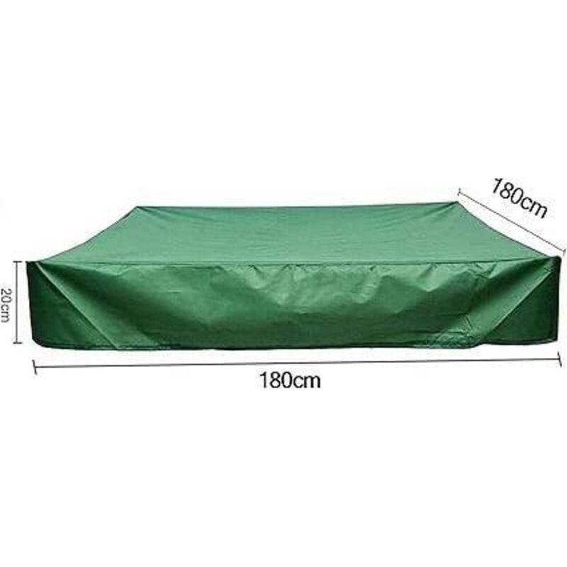 Wasserdichte Sandkastenabdeckung (180 X 180 Cm) – Strapazierfähiges 210d Oxford-gewebe – Regendichter Kordelzug – Grüne Abdeckung