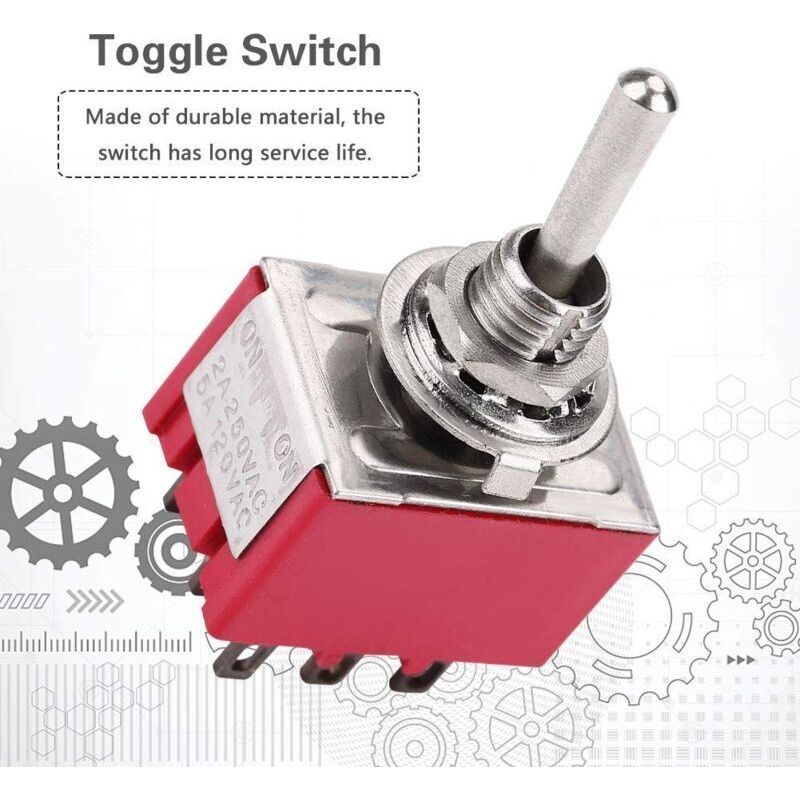 3pdt 5-positionen-wippschalter, 9-polig, 6 Mm, 2 A/250 V Ac, 5 A/120 V Ac, Ein-ein, 2-positionen