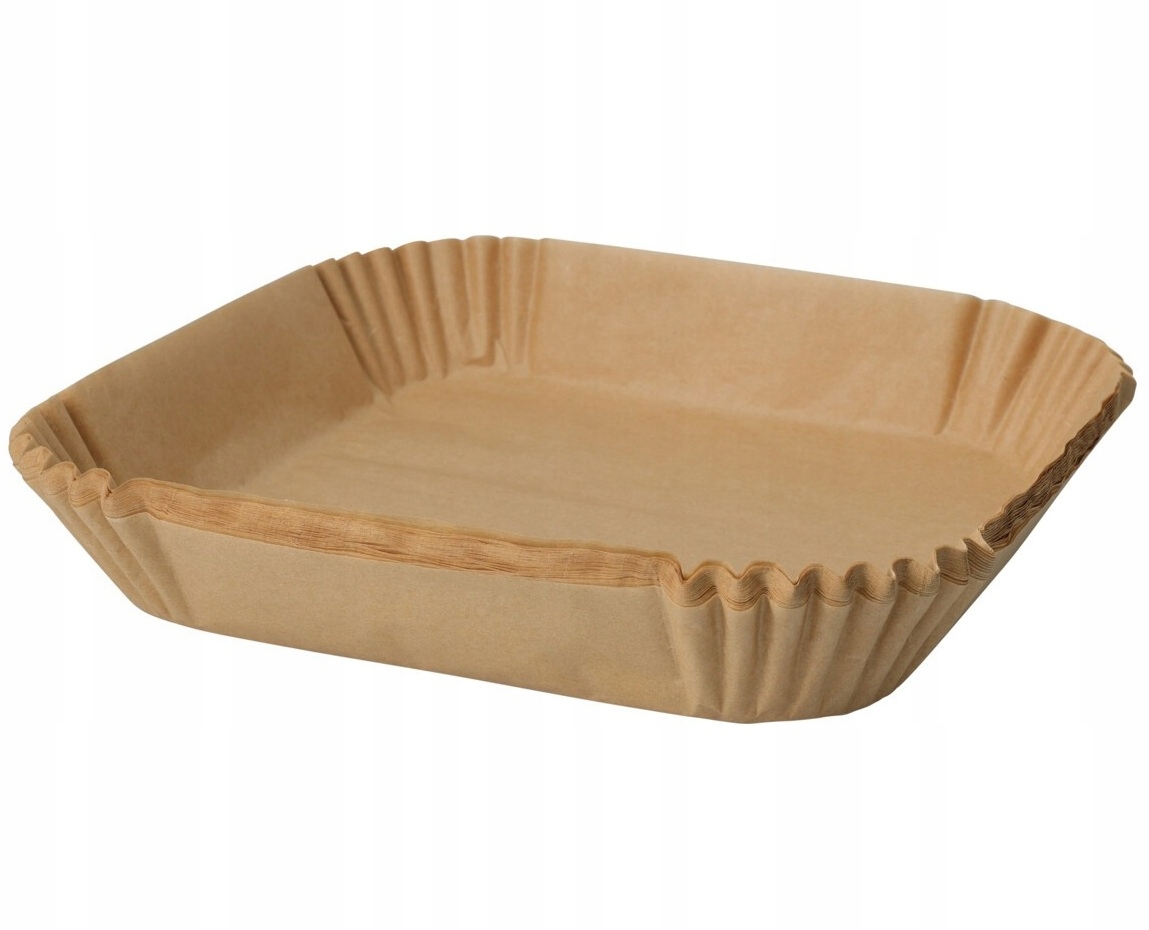 Backpapier Für Heißluftfritteuse, Quadratisch, Braun, 20 Cm, 50 Stück