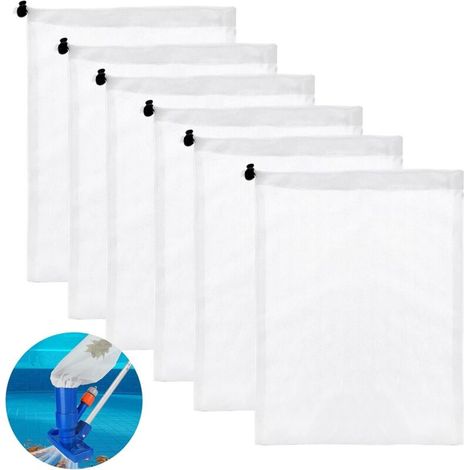 Lot 6 Sacs Filtrants Maille Fine – Pour Aspirateur Piscine, Feuilles Petites