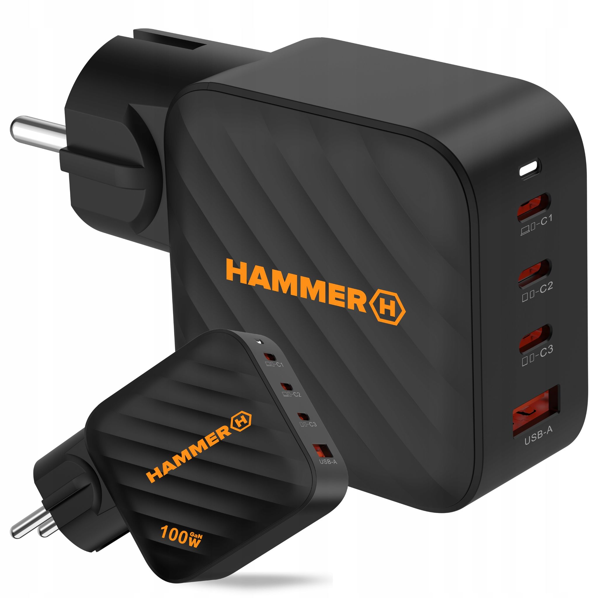 Hammer Rapidcharge Wandladegerät 100w 3x Usb-c Usb-a Schnellladen Akku 1 Stück.