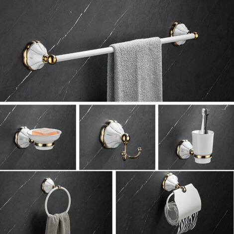 Porte-serviettes, Porte-serviettes Blanc, Doré, Porte-serviettes Doré, Salle De Bain, Zqkla-aquaforge