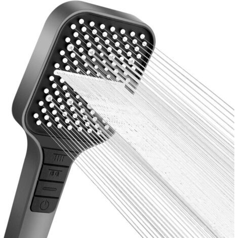 Pommeau De Douche, 7 Types De Jets, Avec Bouton D'Arrêt, Pommeau De Douche Econome En Eau, Réglage D'Une Seule Main Et Buse En Silicone Anti-bourrage, Grand Pommeau De Douche Augmentant La