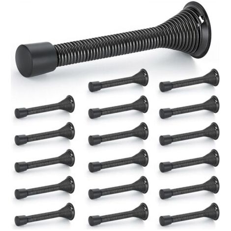 Butées De Porte, Lot De 18, Noir, À Ressort, Avec Butée En Caoutchouc, Pour Le Bas De La Porte