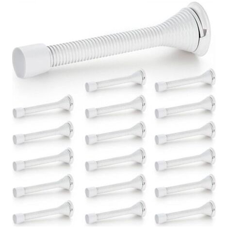 Butées De Porte, Lot De 18, Blanc, À Ressort, Avec Butée En Caoutchouc, Pour Le Bas De La Porte