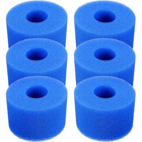 Rge Lot De 6 Cartouches De Filtre De Piscine Réutilisables Et Lavables En Mousse Pour Jacuzzi Type S1 (bleu)