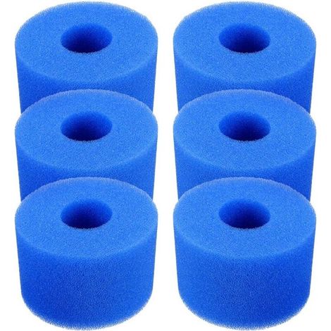 Age Lot De 6 Cartouches De Filtre De Piscine Réutilisables Et Lavables En Mousse Pour Jacuzzi Type S1 (bleu)