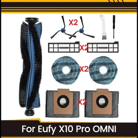 Barkbusters 11 Pièces De Rechange Pour Aspirateur Eufy X10 Pro Omni : Brosse Latérale Rotative, Filtre, Lingettes De Nettoyage Et Sacs À Poussière.
