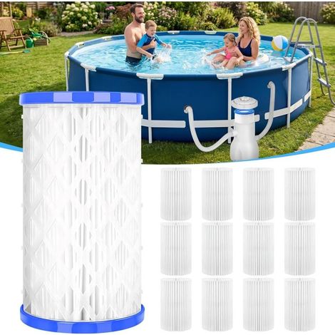 Cartouche Filtrante De Piscine Universelle A / C Ou Iii – 12 Pièces Réutilisables Pour Piscines Hors Sol – Filtration Efficace, Nettoyage Facile, Convient À La Plupart Des Pompes À Cartouche (trou Int