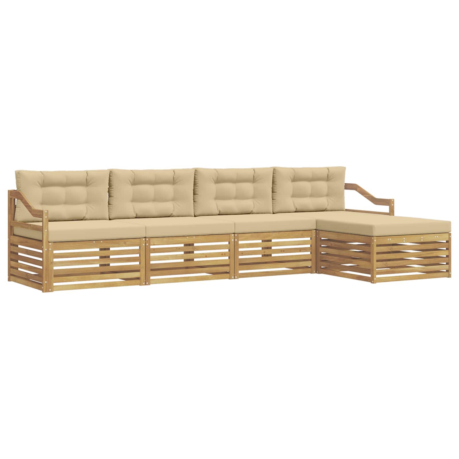 Outdoor-sofagarnitur 5 Stk. Weiß Und Beige 325 X 162,5 X 73 Cm Vidaxl
