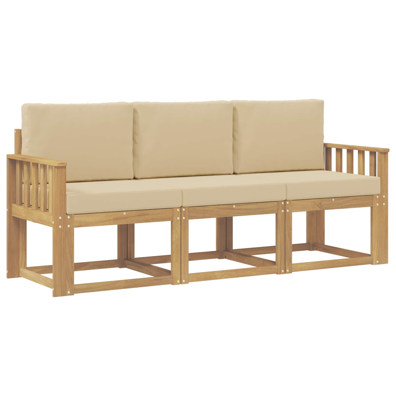 Outdoor-sofagarnitur 3 Stk. Weiß Und Beige 189,5 X 63 X 73 Cm Vidaxl