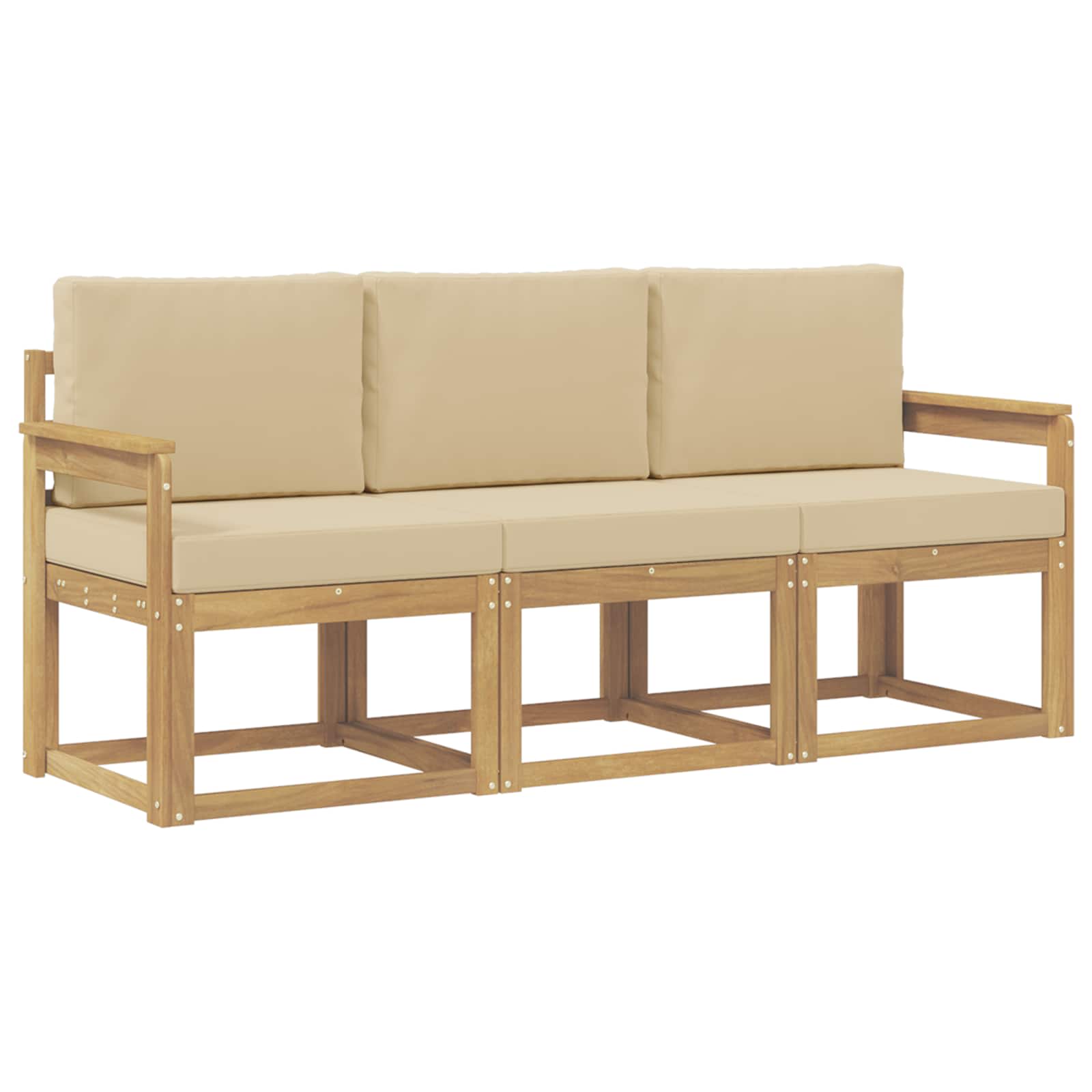 Outdoor-sofagarnitur 3 Stk. White And Beige 189.5 X 63 X 73 Cm Vidaxl