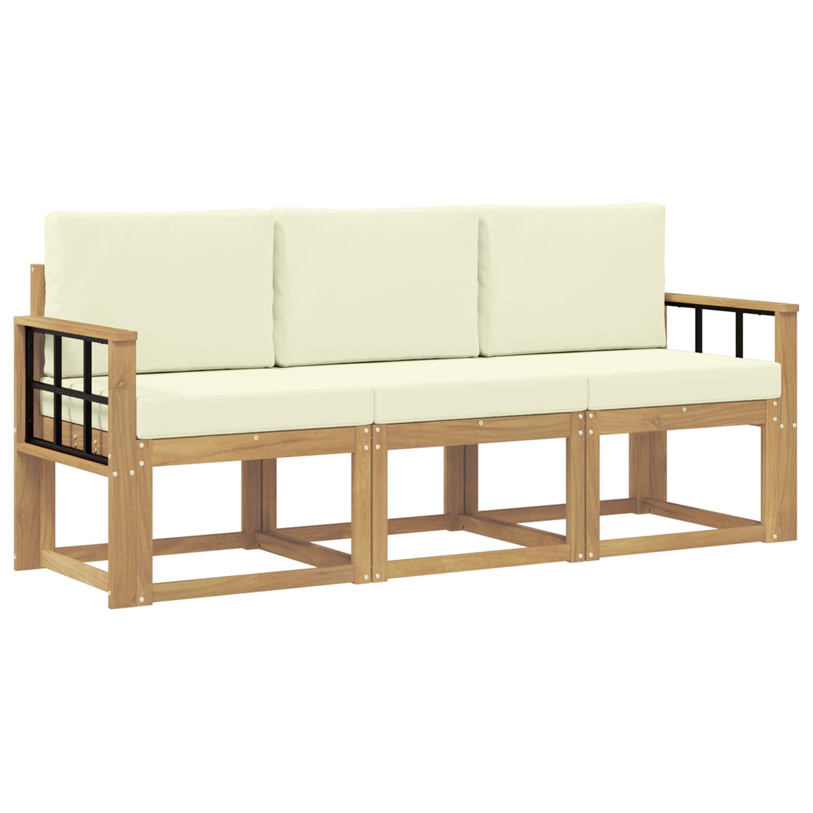 Outdoor-sofagarnitur 3 Stk. White And Cream 189.5 X 63 X 73 Cm Vidaxl