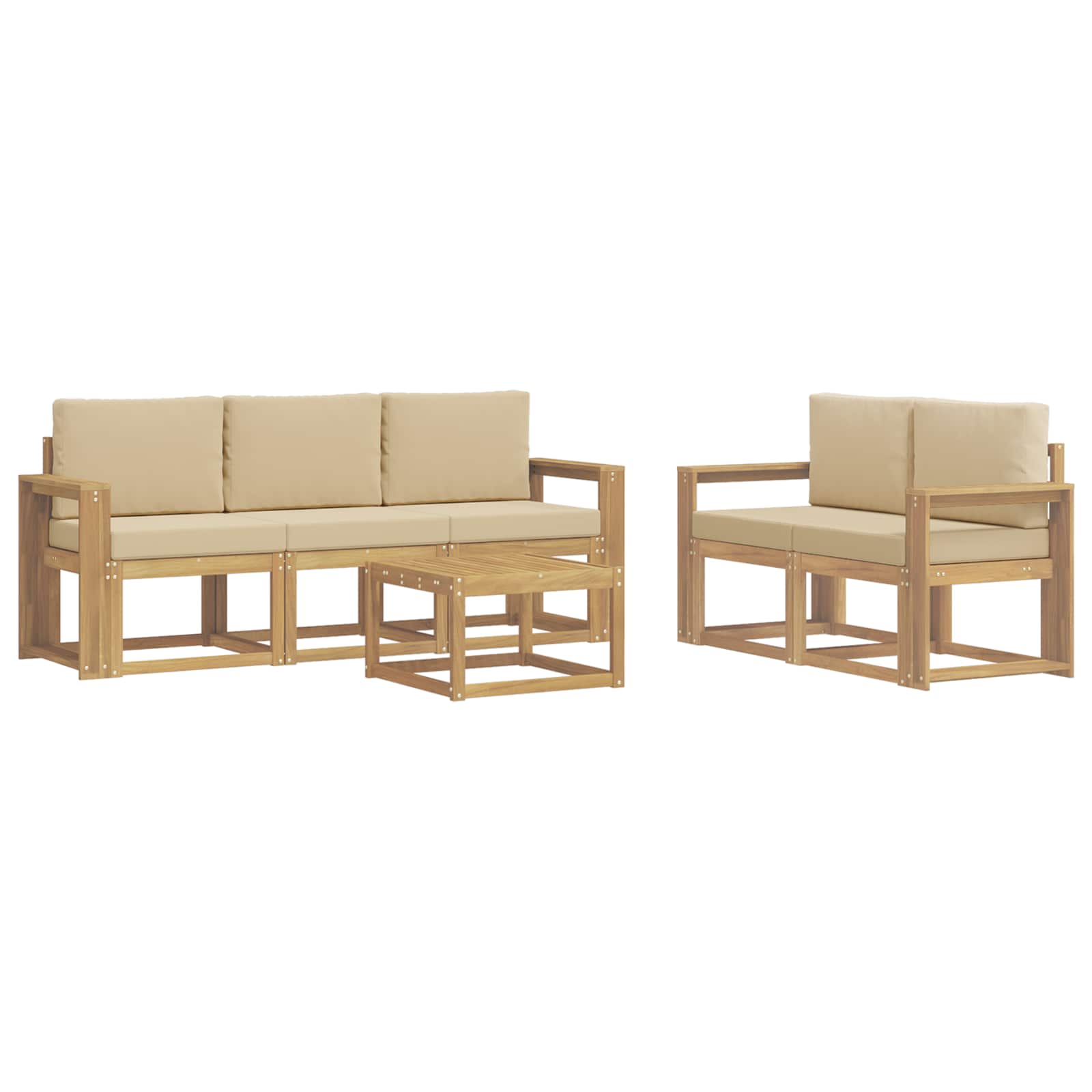 Outdoor-sofagarnitur 6 Stk. Weiß Und Beige 59 X 59 X 37 Cm Vidaxl