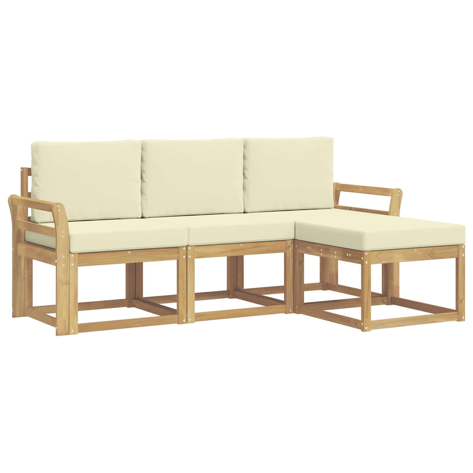 Outdoor-sofagarnitur 4 Stk. Weiß Und Creme 194 X 122.5 X 73 Cm Vidaxl