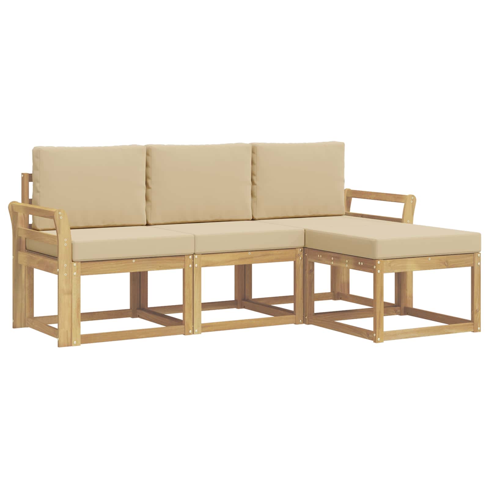 Outdoor-sofagarnitur 4 Stk. Weiß Und Beige 194 X 122.5 X 73 Cm Vidaxl