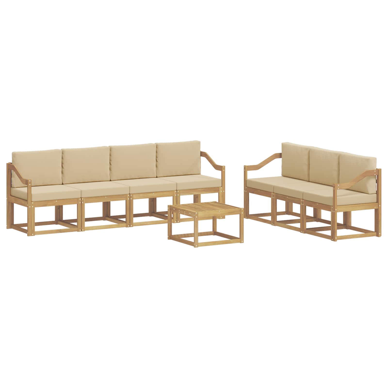 Outdoor-sofagarnitur 7 Stk. Weiß Und Beige 59 X 59 X 37 Cm Vidaxl