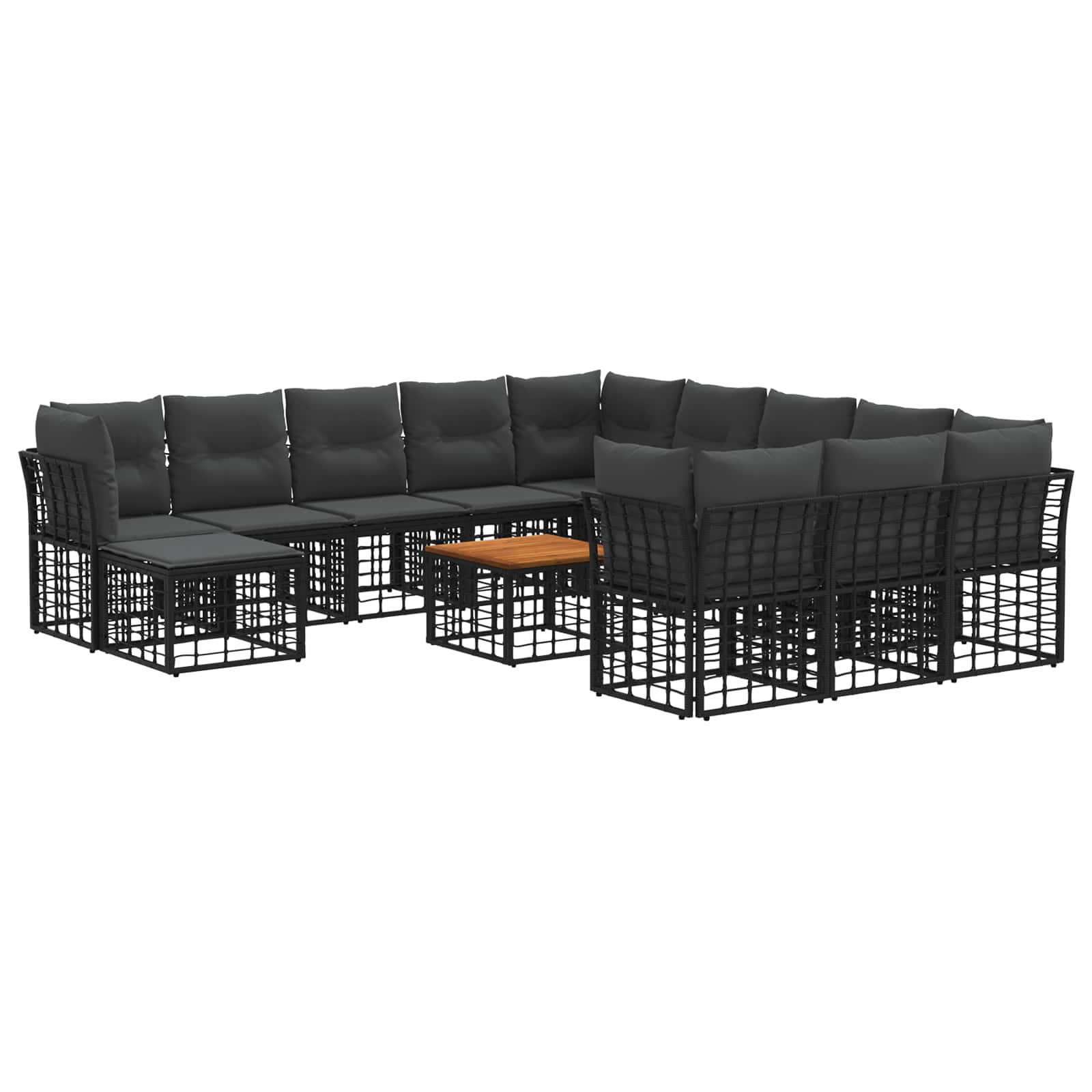 Outdoor-sofagarnitur 13 Stk. 12-sitzer Schwarz Und Dunkelgrau Vidaxl