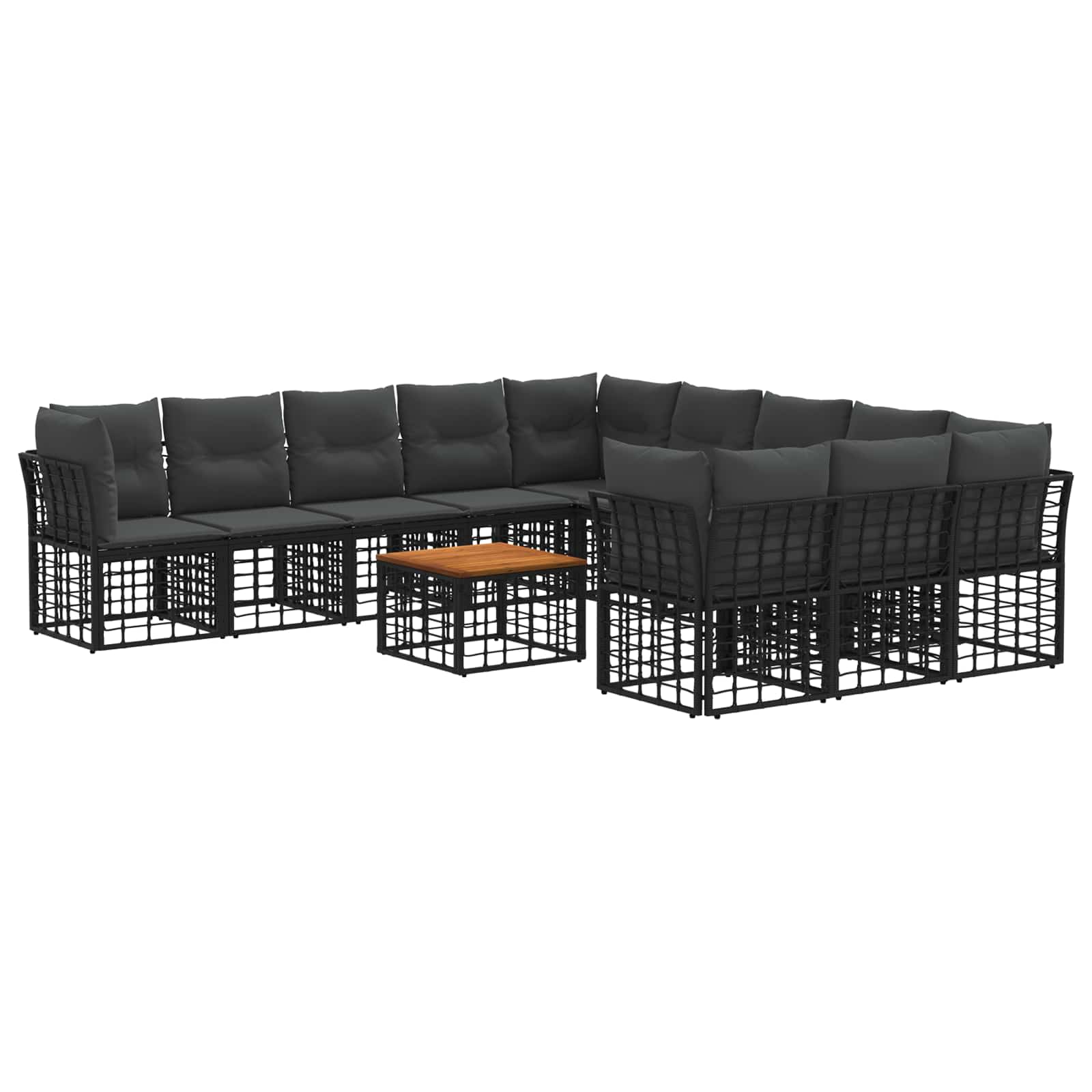 Outdoor-sofagarnitur 12 Stk. 11-sitzer Schwarz Und Dunkelgrau Vidaxl