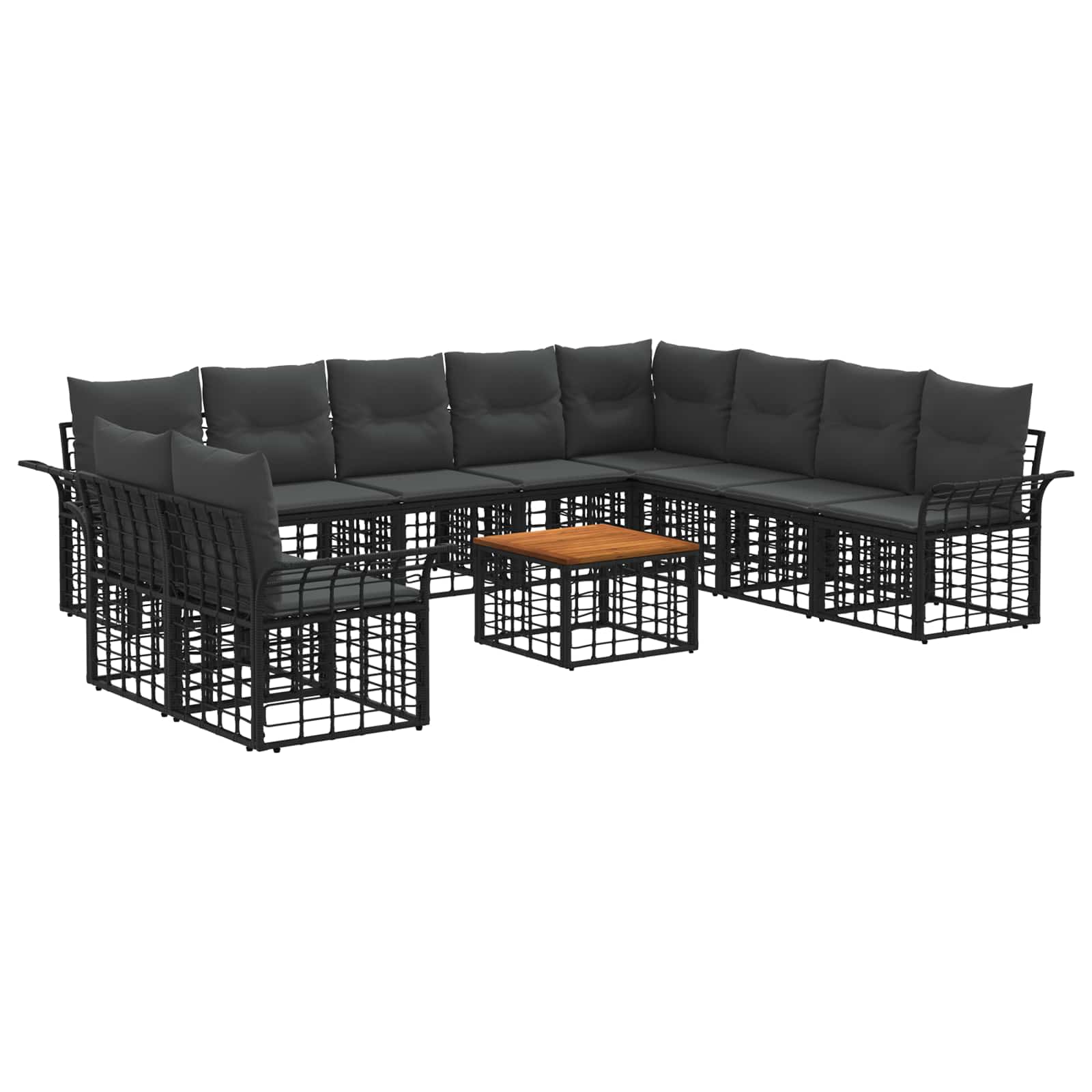 Outdoor-sofagarnitur 11 Stk. 10-sitzer Schwarz Und Dunkelgrau Vidaxl